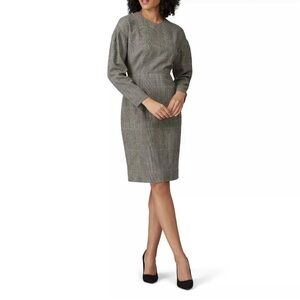MM Lafleur Women’s Size 4 Rosa Grey Tweed Check Wool Sheath Dress Career Office